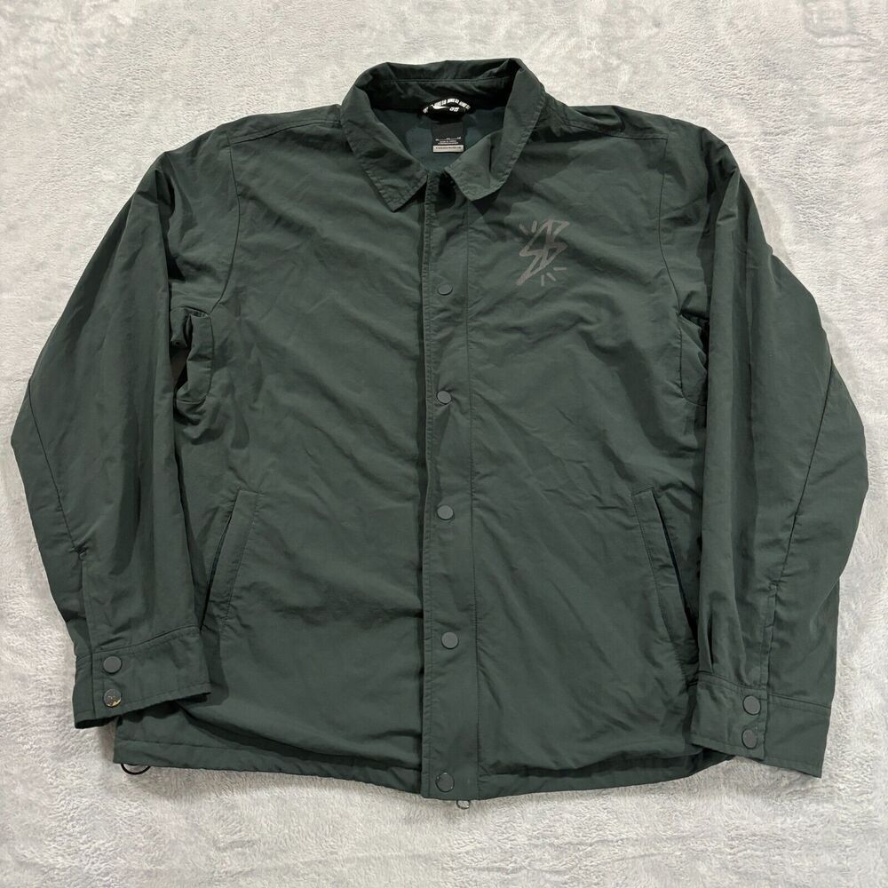 Nike SB Jacket Mens XL Coaches Windbreaker Green Reflective‎ Logo Skateboarding